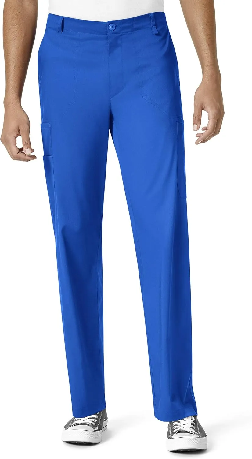 WonderWink PRO Men's V-Neck Top & Straight Leg Cargo Pant Scrub Set   Badge Reel