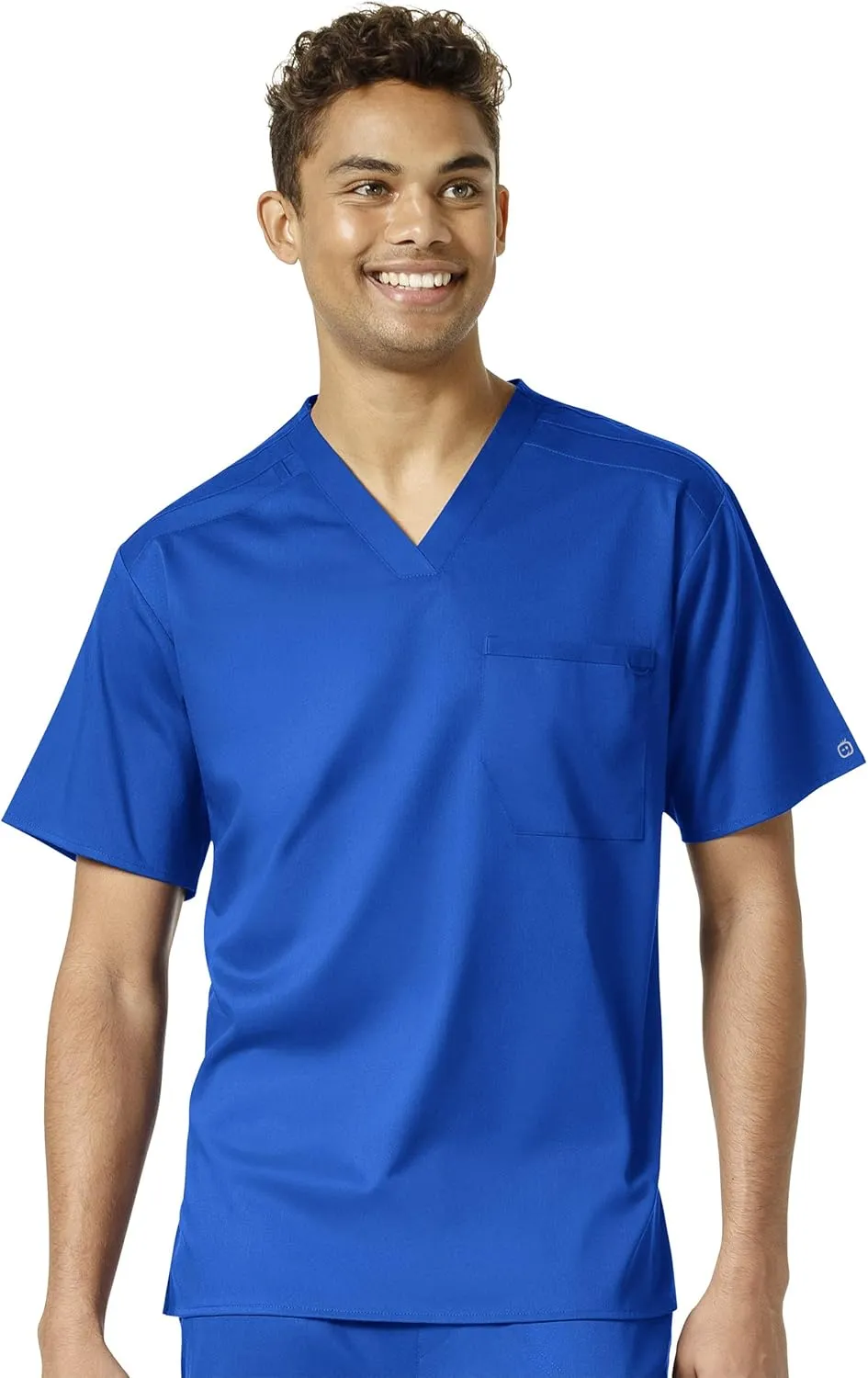 WonderWink PRO Men's V-Neck Top & Straight Leg Cargo Pant Scrub Set   Badge Reel