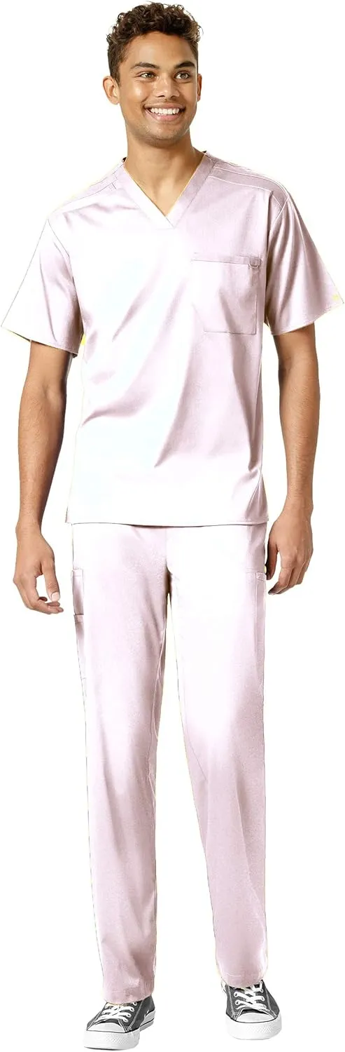 WonderWink PRO Men's V-Neck Top & Straight Leg Cargo Pant Scrub Set   Badge Reel