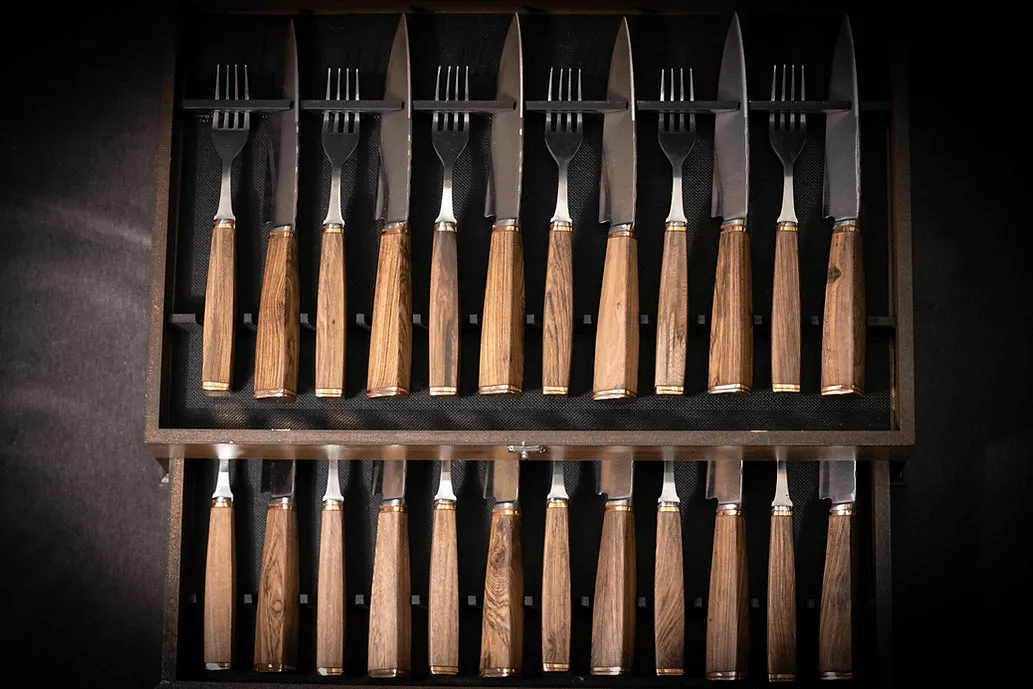 Wooden Box for Knife and Fork Set with Wooden Handles