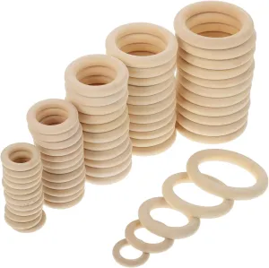 Wooden Curtain Rings 60pcs Decorative Hanging Rings Handbag Hooks Cafe Curtain Hooks for DIY Projects