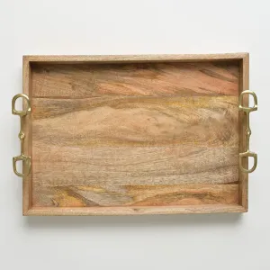 Wooden Tray w/Snaffle Handle