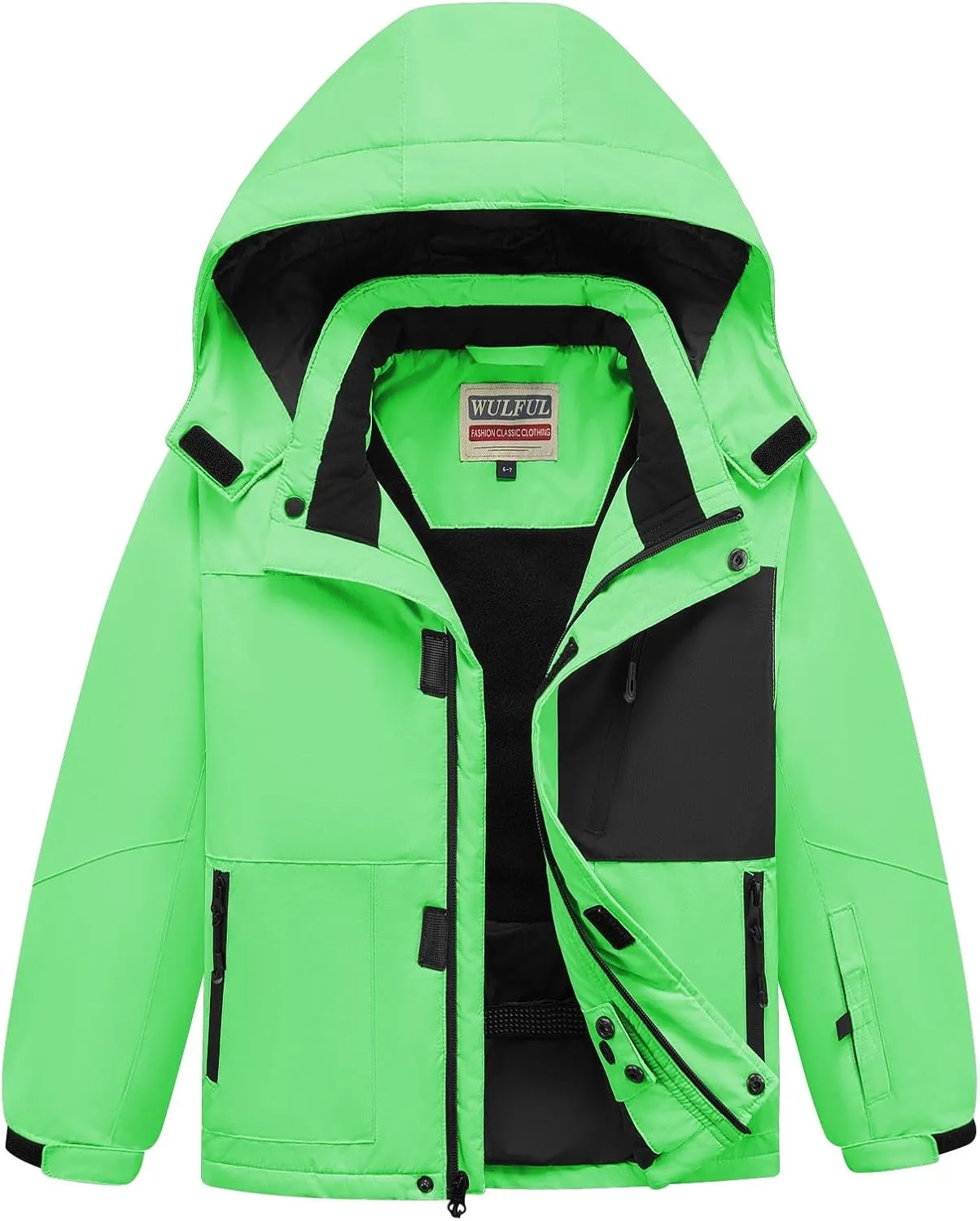 WULFUL Boy's Waterproof Ski Jacket Kids Winter Snow Coat Outdoor