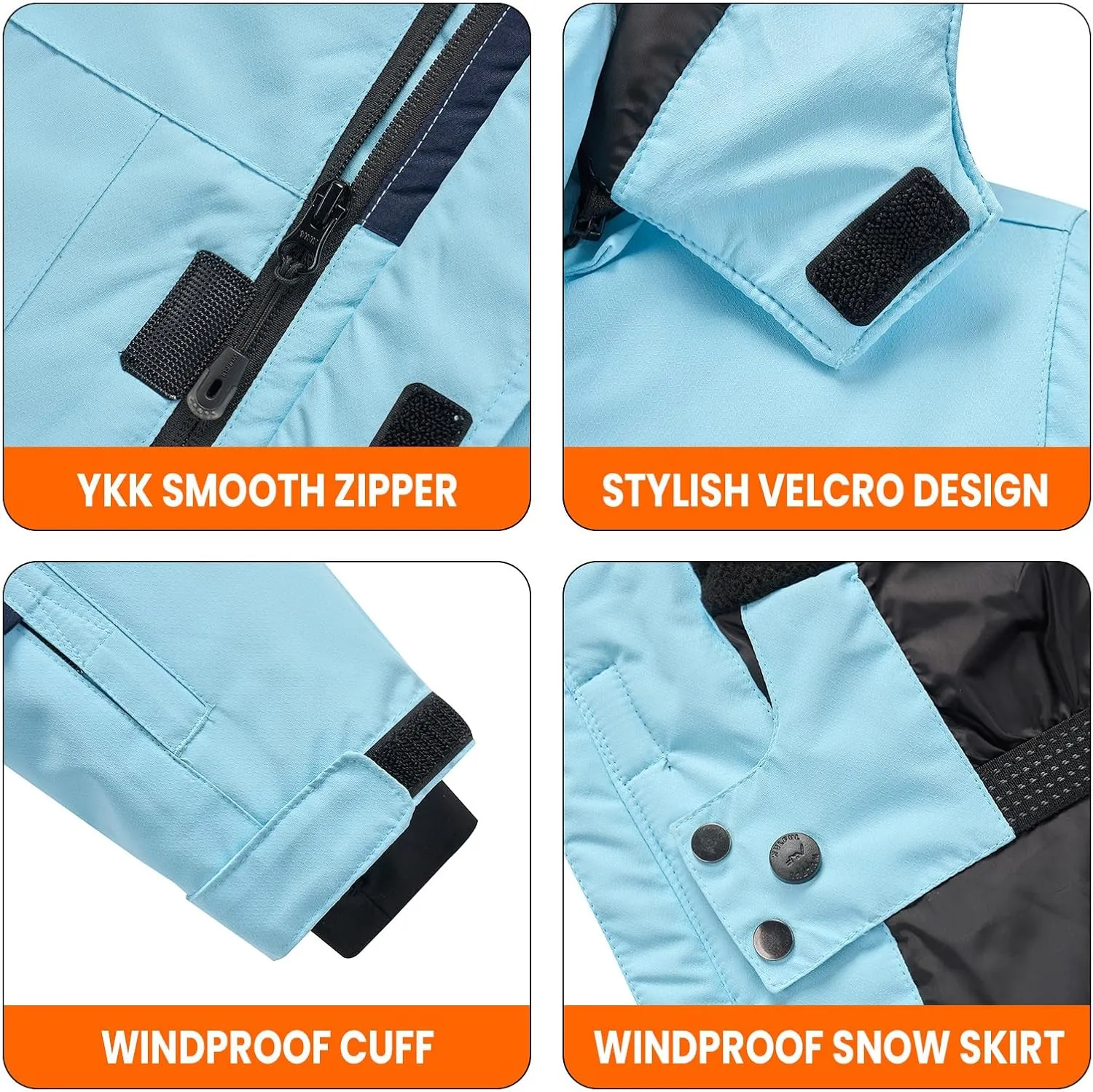 WULFUL Boy's Waterproof Ski Jacket Kids Winter Snow Coat Outdoor