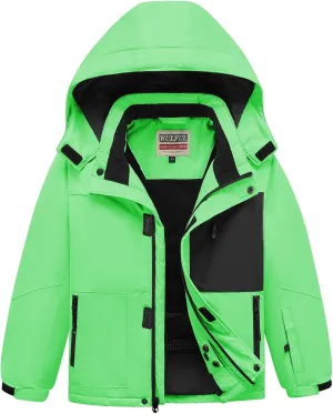 WULFUL Boy's Waterproof Ski Jacket Kids Winter Snow Coat Outdoor
