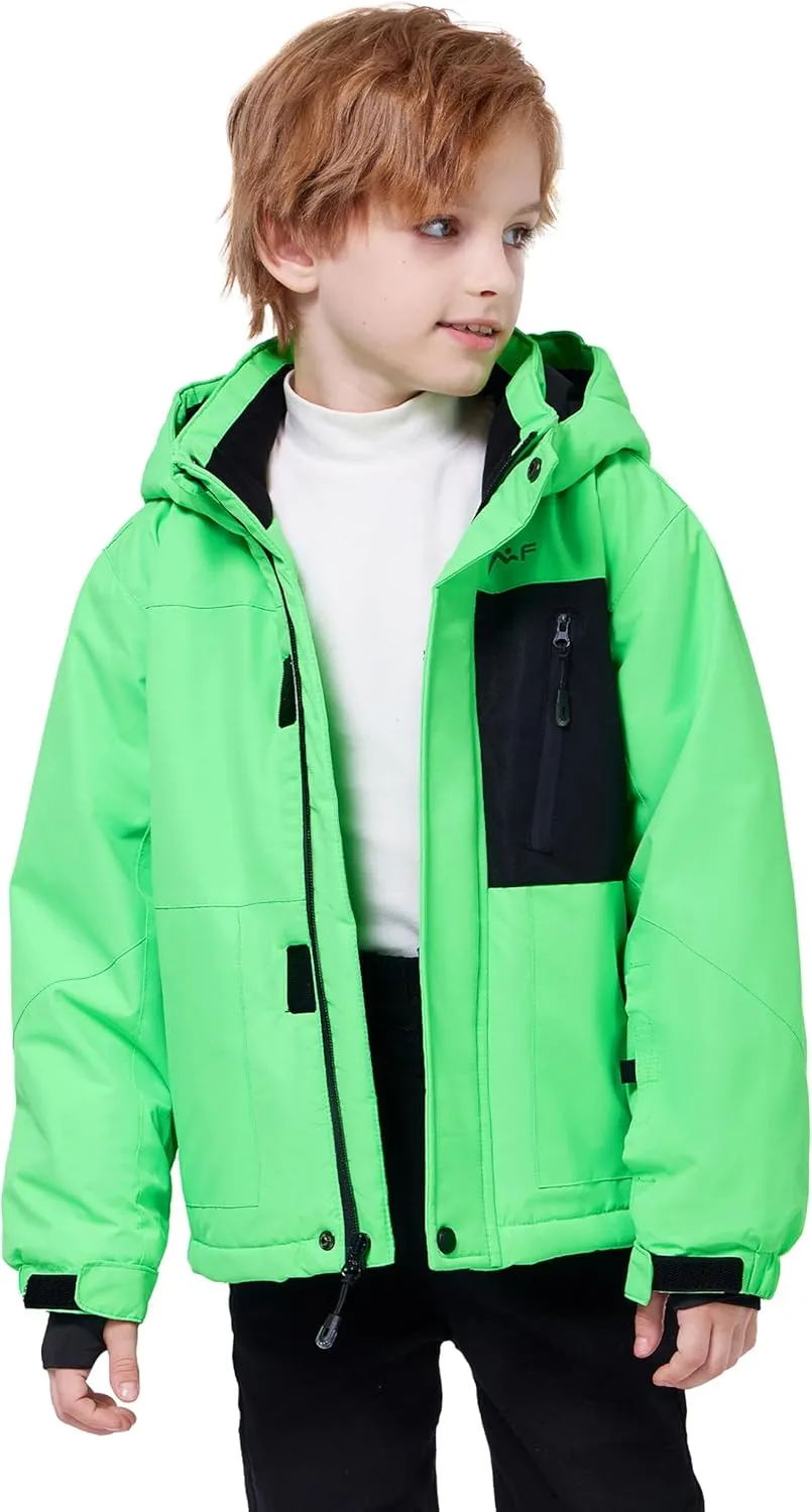 WULFUL Boy's Waterproof Ski Jacket Kids Winter Snow Coat Outdoor