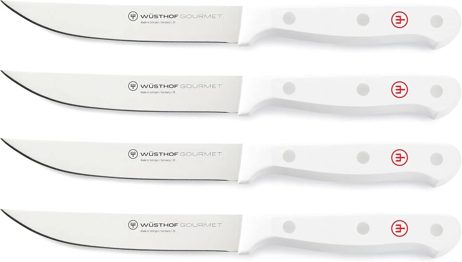Wusthof 1125460401 Gourmet Four Piece Steak Knife Set, White Handles, 4, Black