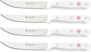 Wusthof 1125460401 Gourmet Four Piece Steak Knife Set, White Handles, 4, Black