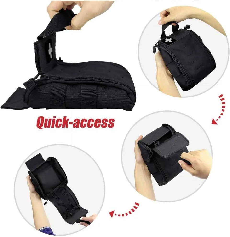 WYNEX First Aid EMT Bags, Tactical IFAK Medical Molle Pouch Military Utility Med Emergency EDC Pouches Outdoor Survival Kit Suit for Tactical Waist Belt Pack 1000 Nylon