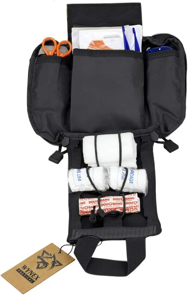 WYNEX First Aid EMT Bags, Tactical IFAK Medical Molle Pouch Military Utility Med Emergency EDC Pouches Outdoor Survival Kit Suit for Tactical Waist Belt Pack 1000 Nylon