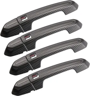 X AUTOHAUX Exterior Outside Door Handle Cover Kit Front Rear Left Right for Cadillac XT4 XT5 XT6 CT4 CT6 CTS ATS XTS 2013-2021 Carbon Fiber Pattern Black