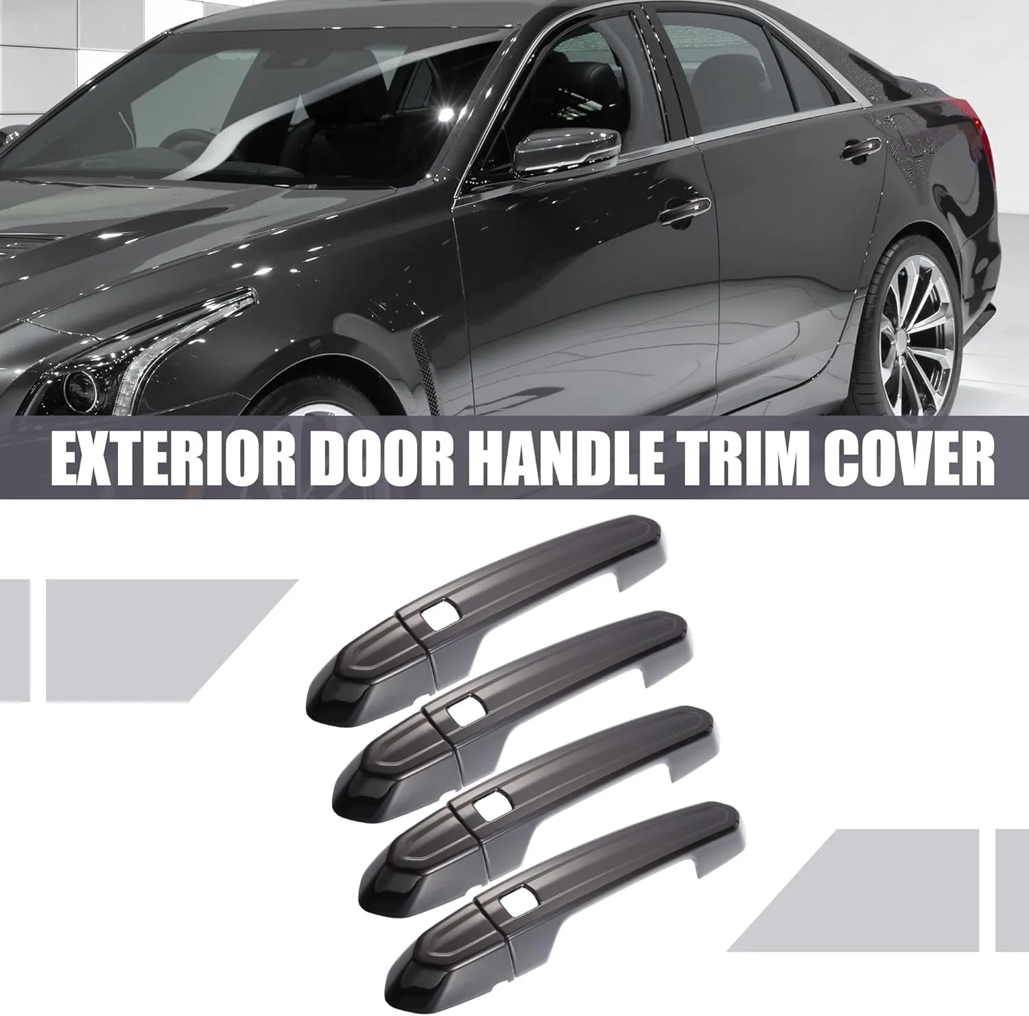X AUTOHAUX Exterior Outside Door Handle Cover Kit Front Rear Left Right for Cadillac XT4 XT5 XT6 CT4 CT6 CTS ATS XTS 2013-2021 Gloss Black