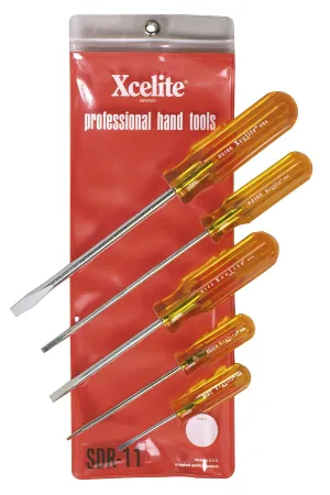 Xcelite SDR11 5-Piece Round Blade Screwdriver Set with Amber Handles