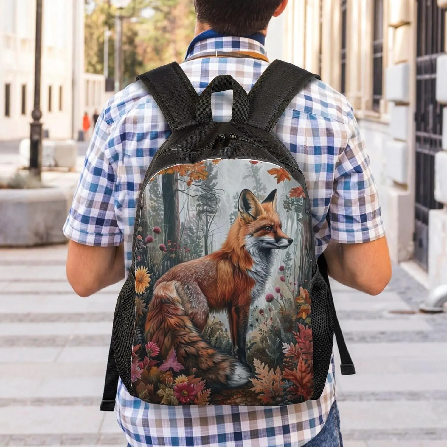 Xerial Forest Fox Backpack Waterproof Anti Theft Durable Light Laptop Bag Backpacks For Women Men Travel Gym Backpack
