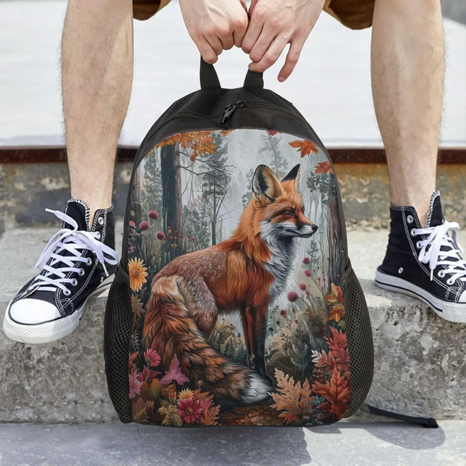 Xerial Forest Fox Backpack Waterproof Anti Theft Durable Light Laptop Bag Backpacks For Women Men Travel Gym Backpack