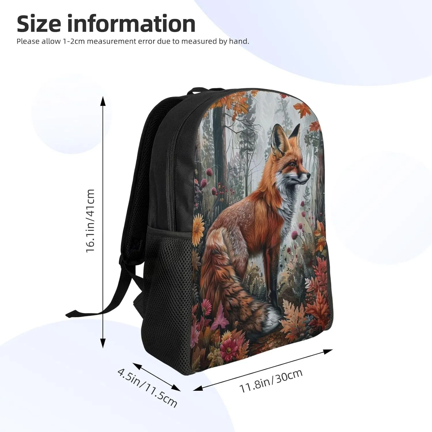 Xerial Forest Fox Backpack Waterproof Anti Theft Durable Light Laptop Bag Backpacks For Women Men Travel Gym Backpack