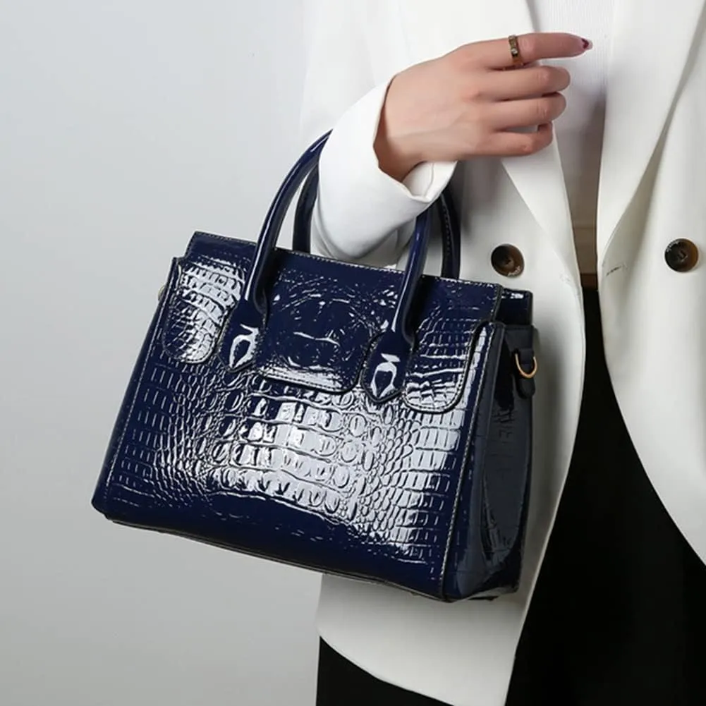 XXGJOALD-Purses and Handbags for Women Crocodile Pattern Tote Leather Top-Handle Satchel
