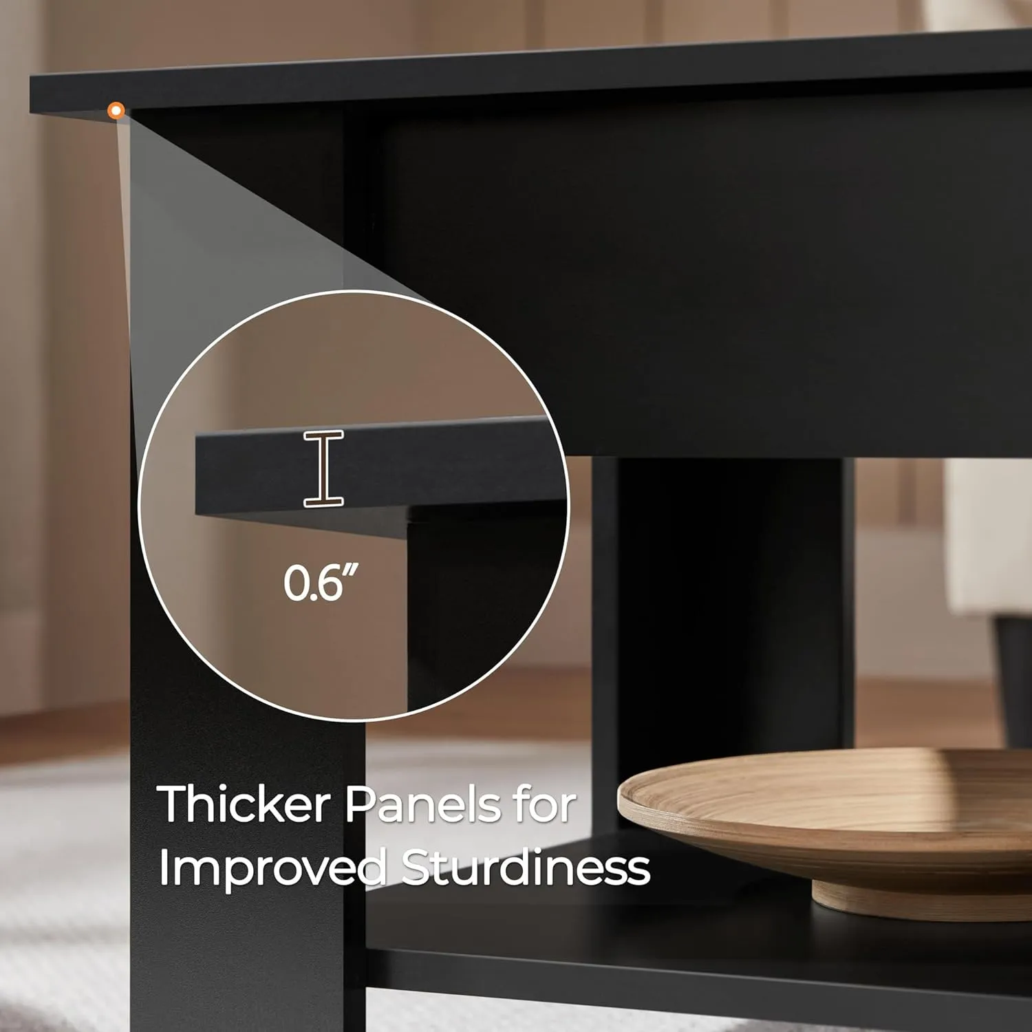 Yaheetech Wooden Coffee Table, Lift Top Coffee Table with Large Hidden Storage Shelf, Lift Tabletop Dining Tables for Living Room, Home Small Space, 38.6in, Black