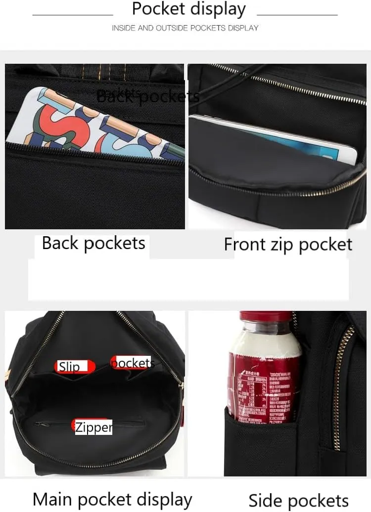 YANAER Small Backpack for Women Mini Backpack Lightweight Casual Daypack Backpack for Travel Handbag Nylon Bookbag Black