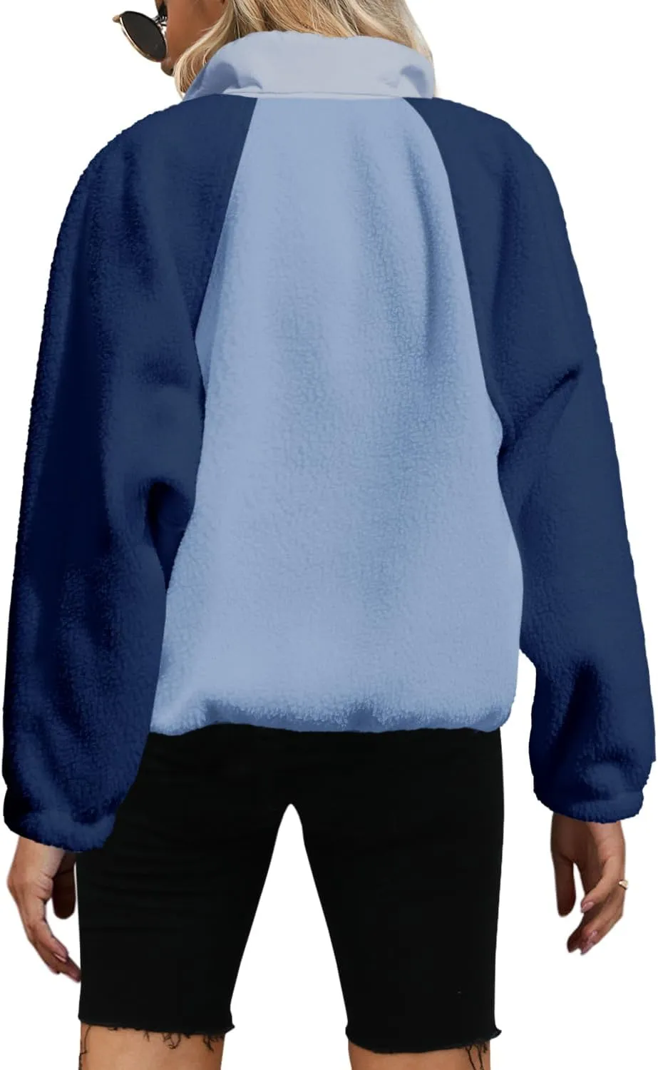 Yanekop Womens Fuzzy Fleece Pullover Sherpa Sweatshirt Long Sleeve Button Down Sweater Jacket with Pockets