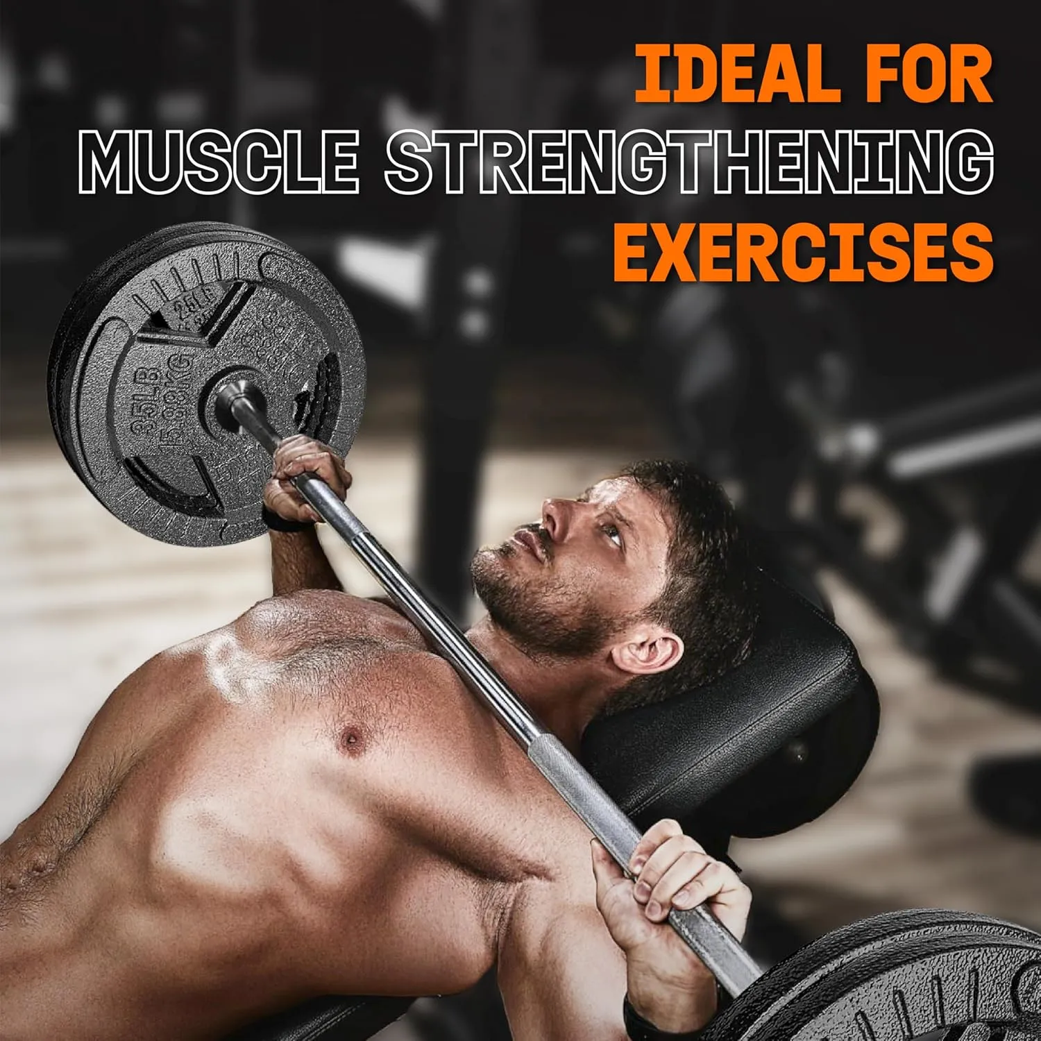 Yes4All Tri-Grip Handles Cast Iron Olympic Weight Plates, 2-Inch Weight Plates for Weight Lifting with Smooth and Durable Finish, Suitable for Strength Training Exercises (Single, Pair and Set)