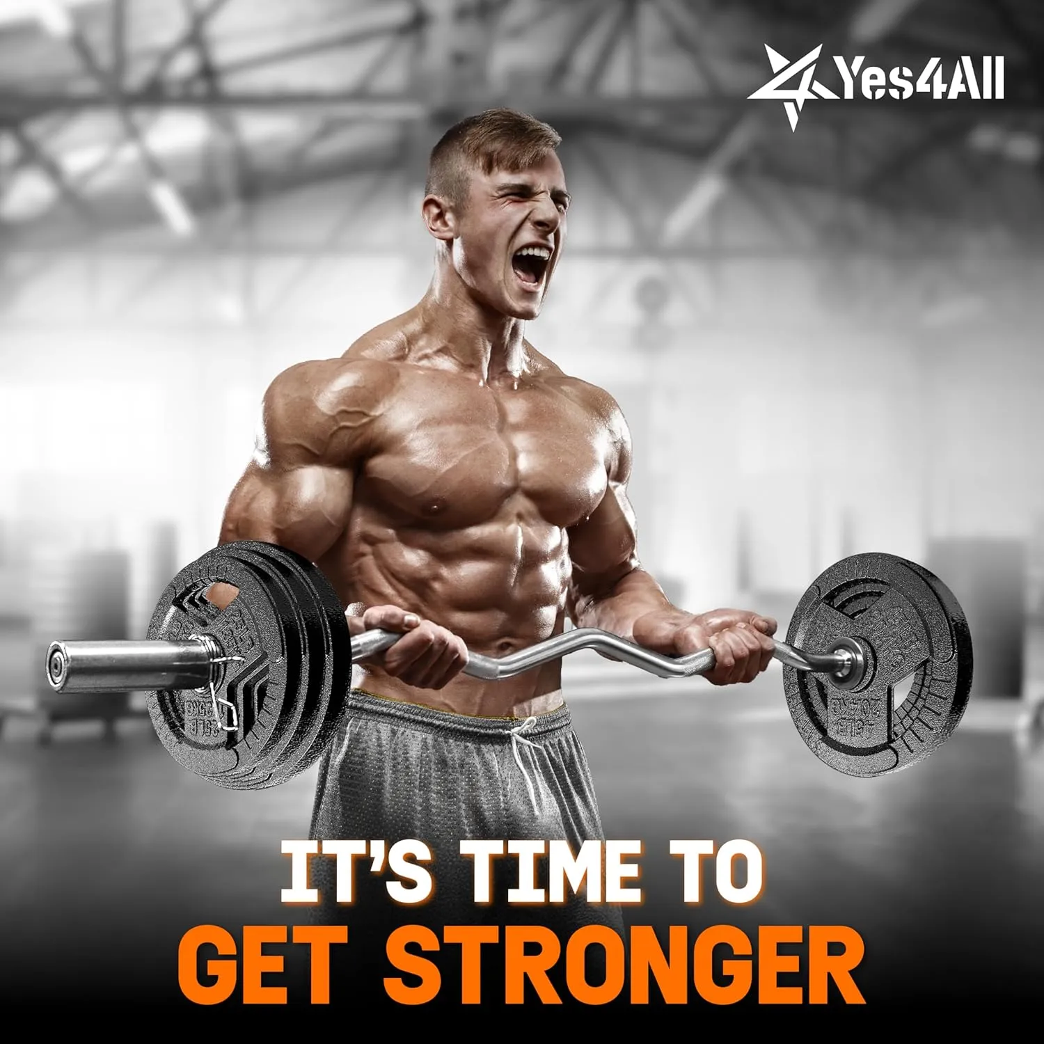 Yes4All Tri-Grip Handles Cast Iron Olympic Weight Plates, 2-Inch Weight Plates for Weight Lifting with Smooth and Durable Finish, Suitable for Strength Training Exercises (Single, Pair and Set)