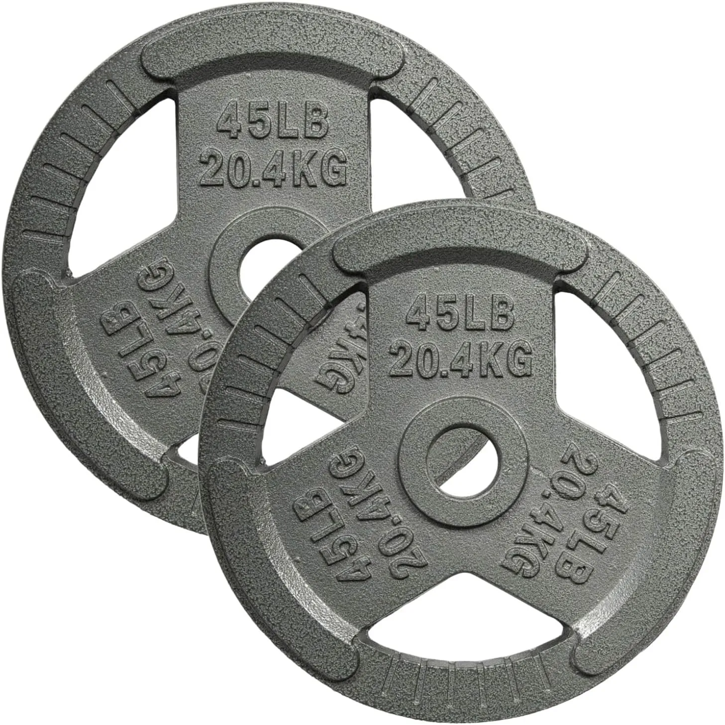 Yes4All Tri-Grip Handles Cast Iron Olympic Weight Plates, 2-Inch Weight Plates for Weight Lifting with Smooth and Durable Finish, Suitable for Strength Training Exercises (Single, Pair and Set)