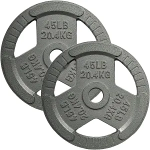 Yes4All Tri-Grip Handles Cast Iron Olympic Weight Plates, 2-Inch Weight Plates for Weight Lifting with Smooth and Durable Finish, Suitable for Strength Training Exercises (Single, Pair and Set)
