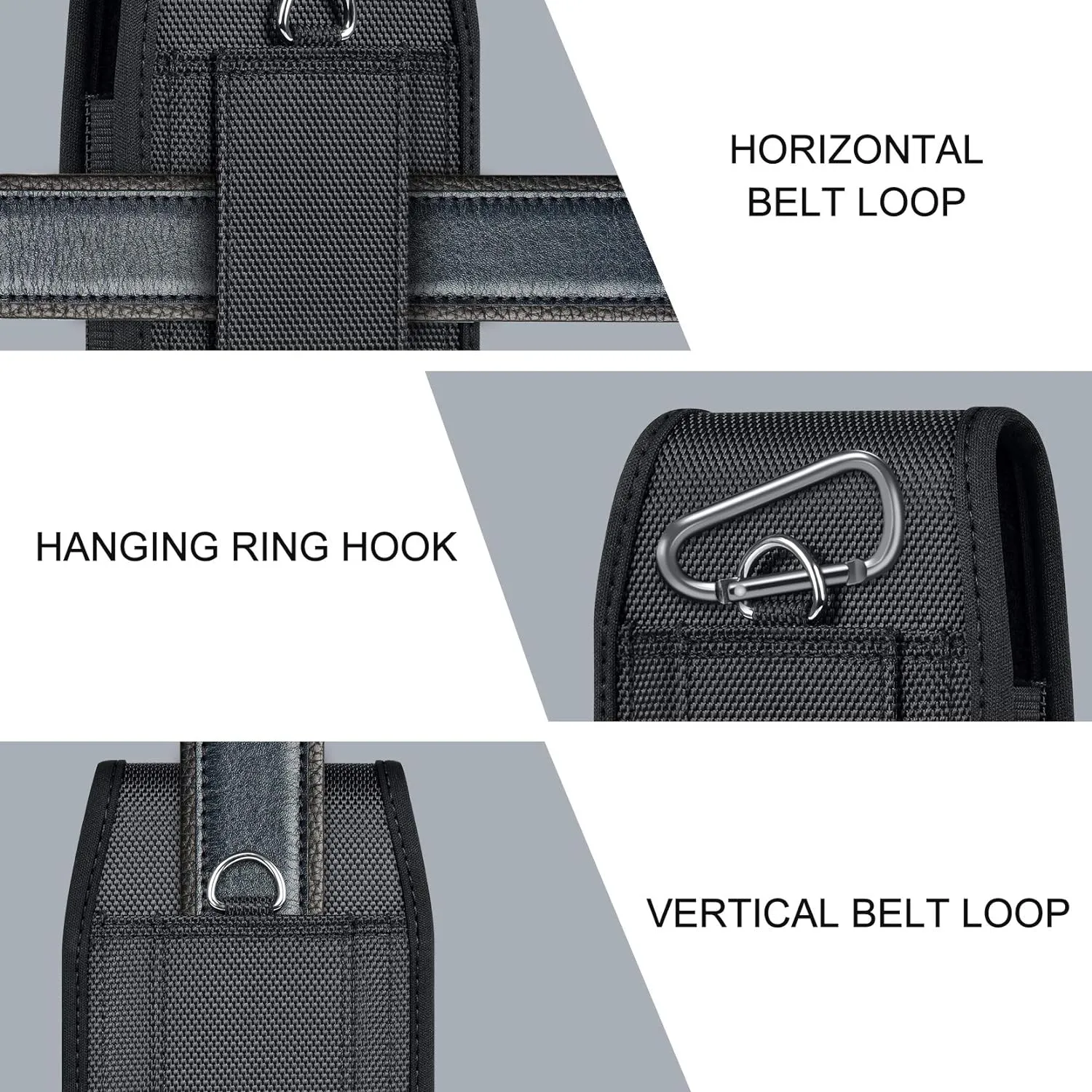 ykooe Cell Phone Pouch Nylon Holster Case Compatible with Samsung Galaxy S25/S24/S23/S22/S21/S20/S10/S9/S8 Plus and FE, A54 A53 A52 A51 A50, Black -XL
