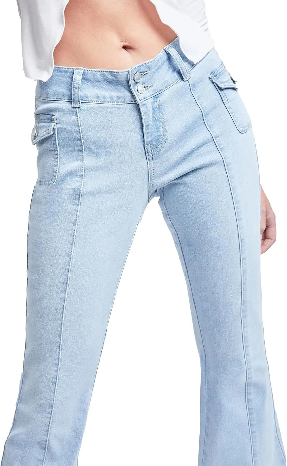 YMI Women's Junior Cargo Flare Jean with Side Pockets