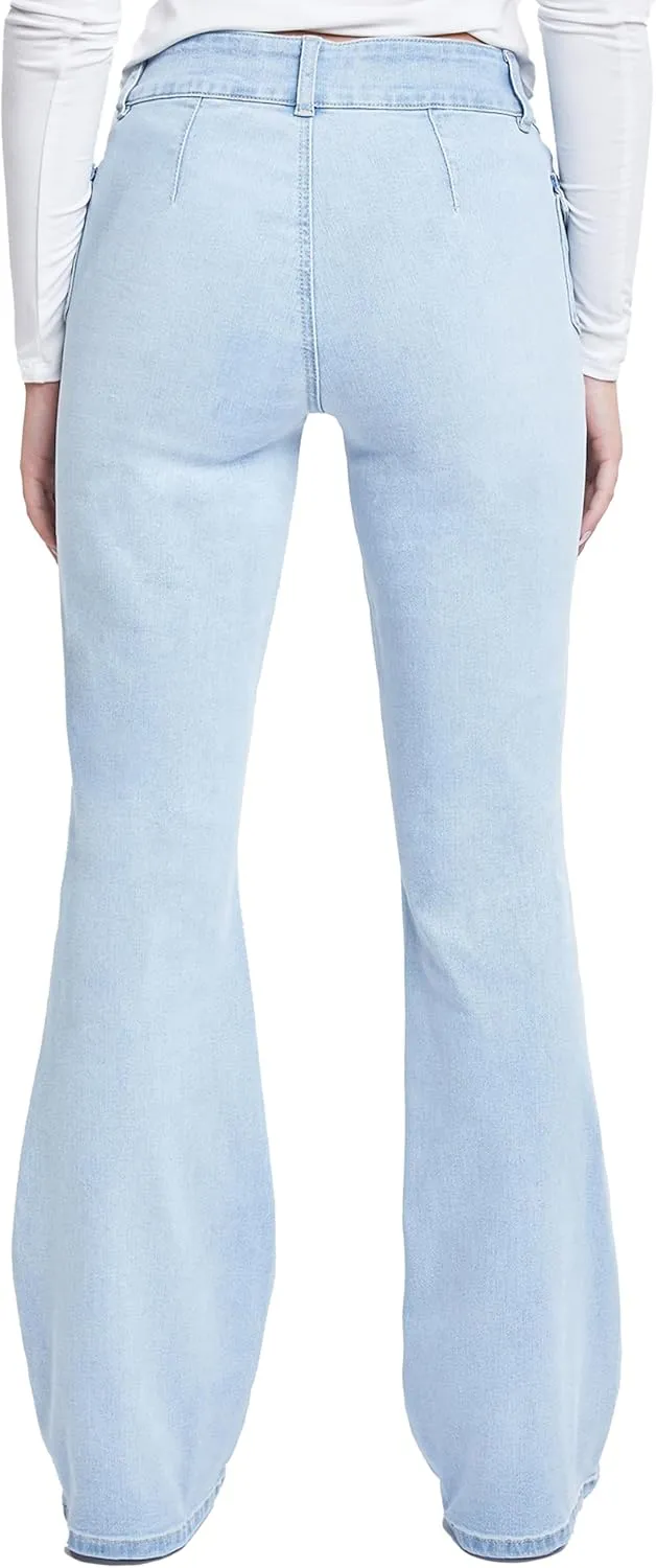 YMI Women's Junior Cargo Flare Jean with Side Pockets