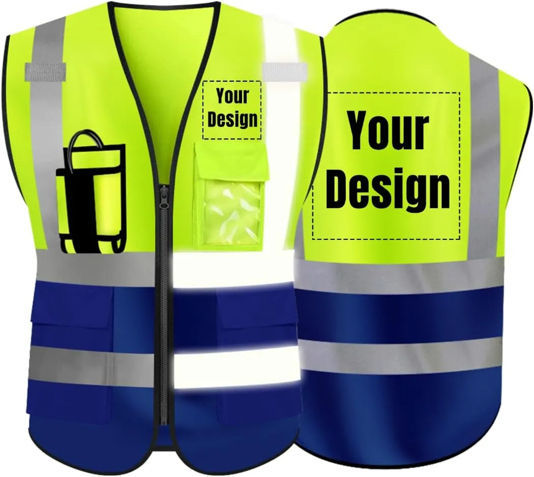 YOWESHOP High Visibility Reflective Safety Vest Customize Logo Outdoor Team Work Uniform
