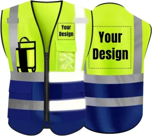 YOWESHOP High Visibility Reflective Safety Vest Customize Logo Outdoor Team Work Uniform