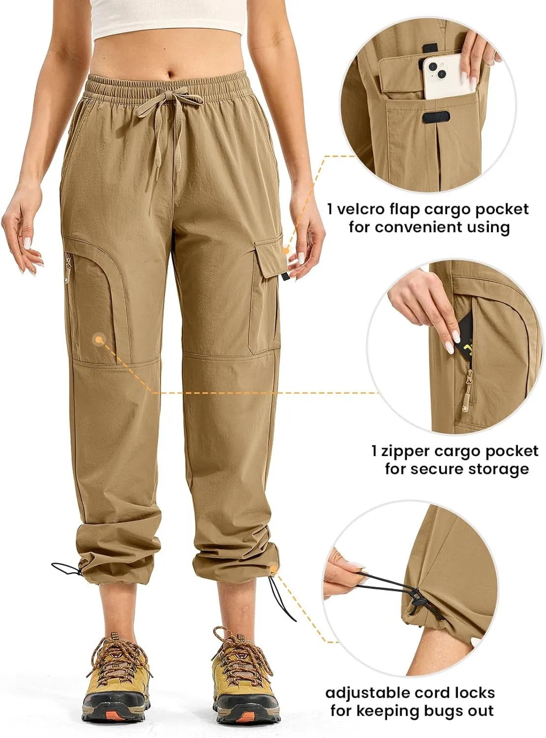 YSENTO Womens Cargo Pants Lightweight Water Resistant Quick Dry Camping Travel Hiking Pants with Pockets