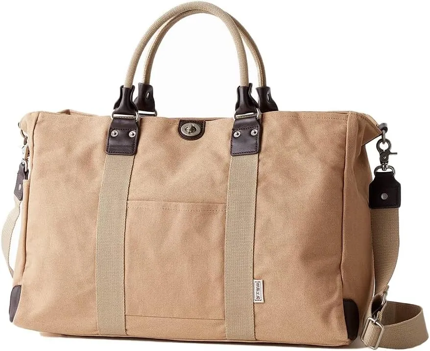 Yubi HANPU KOUBOU Duffel Bag for Travel Travel Bag for Men Women Canvas Duffel Bag Overnight Weekend Gym Bag Small Size 3X83 (Beige)
