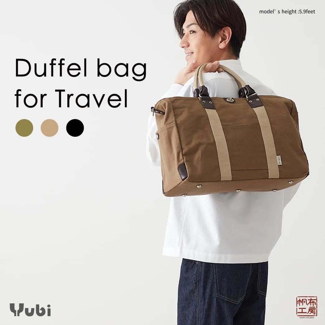 Yubi HANPU KOUBOU Duffel Bag for Travel Travel Bag for Men Women Canvas Duffel Bag Overnight Weekend Gym Bag Small Size 3X83 (Beige)