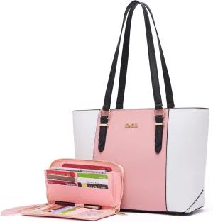 YZAOLL Purses for Women Faux Leather Medium Large Tote Satchel Shoulder Purse Handbag Wallet set