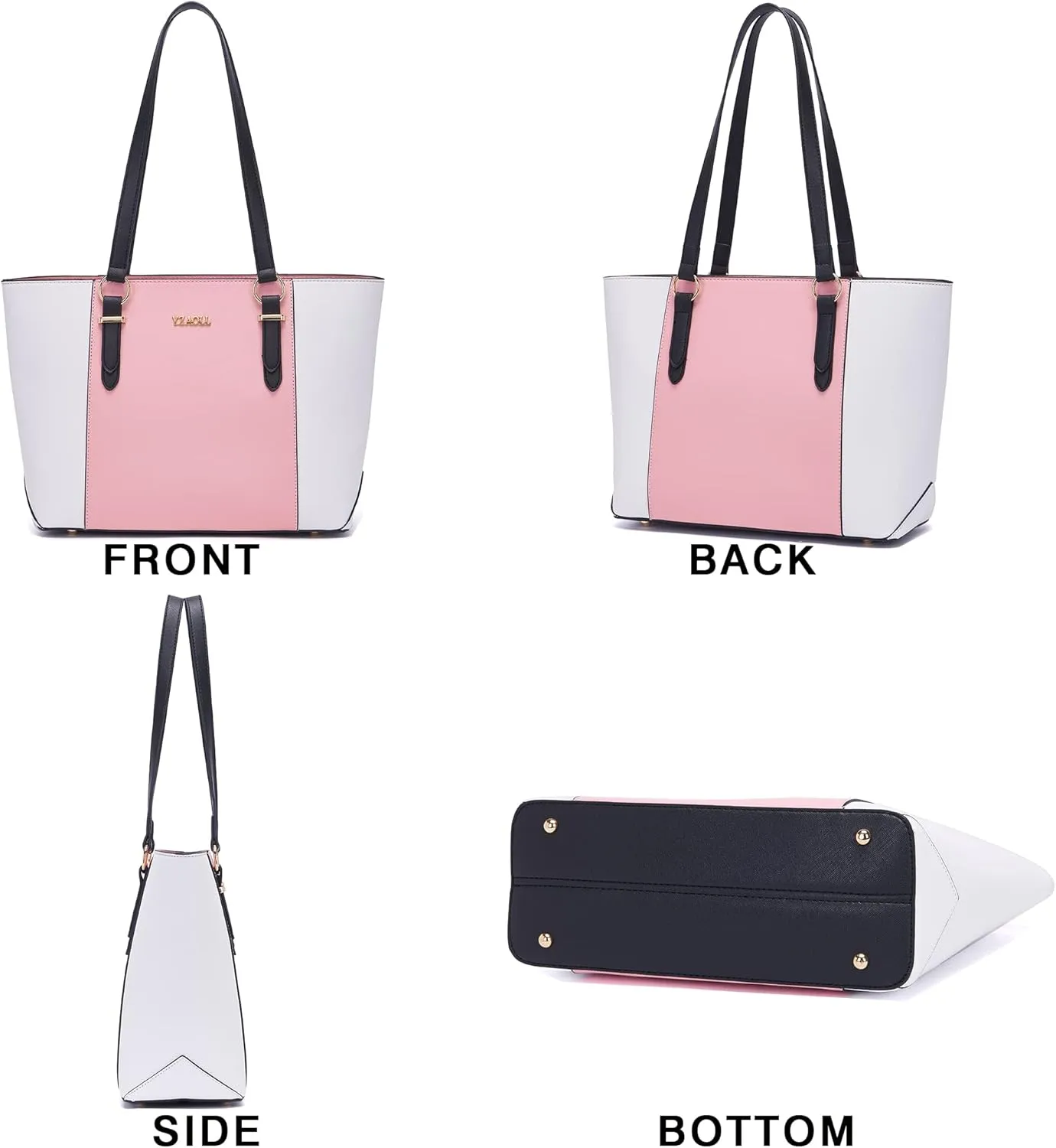 YZAOLL Purses for Women Faux Leather Medium Large Tote Satchel Shoulder Purse Handbag Wallet set