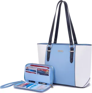 YZAOLL Purses for Women Faux Leather Medium Large Tote Satchel Shoulder Purse Handbag Wallet set