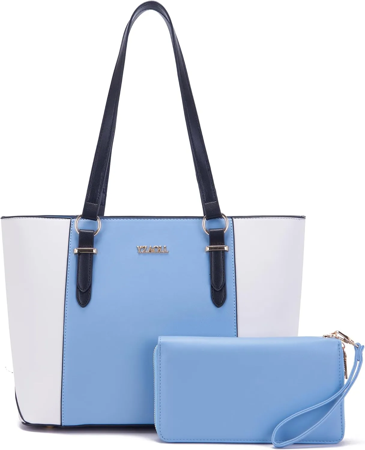 YZAOLL Purses for Women Faux Leather Medium Large Tote Satchel Shoulder Purse Handbag Wallet set