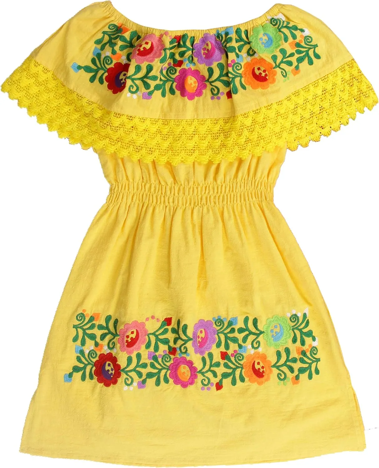 YZXDORWJ Mexican Embroidered Cinco de Mayo Dress for Girls - Kids Fiesta Floral Vestidos Girl's Traditional Dress