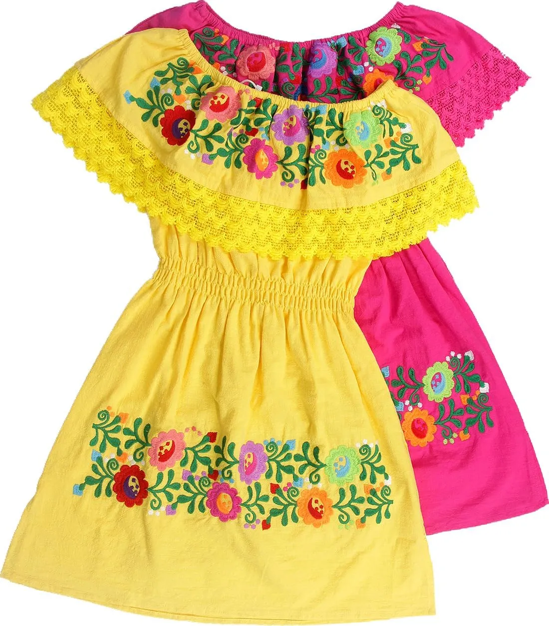 YZXDORWJ Mexican Embroidered Cinco de Mayo Dress for Girls - Kids Fiesta Floral Vestidos Girl's Traditional Dress