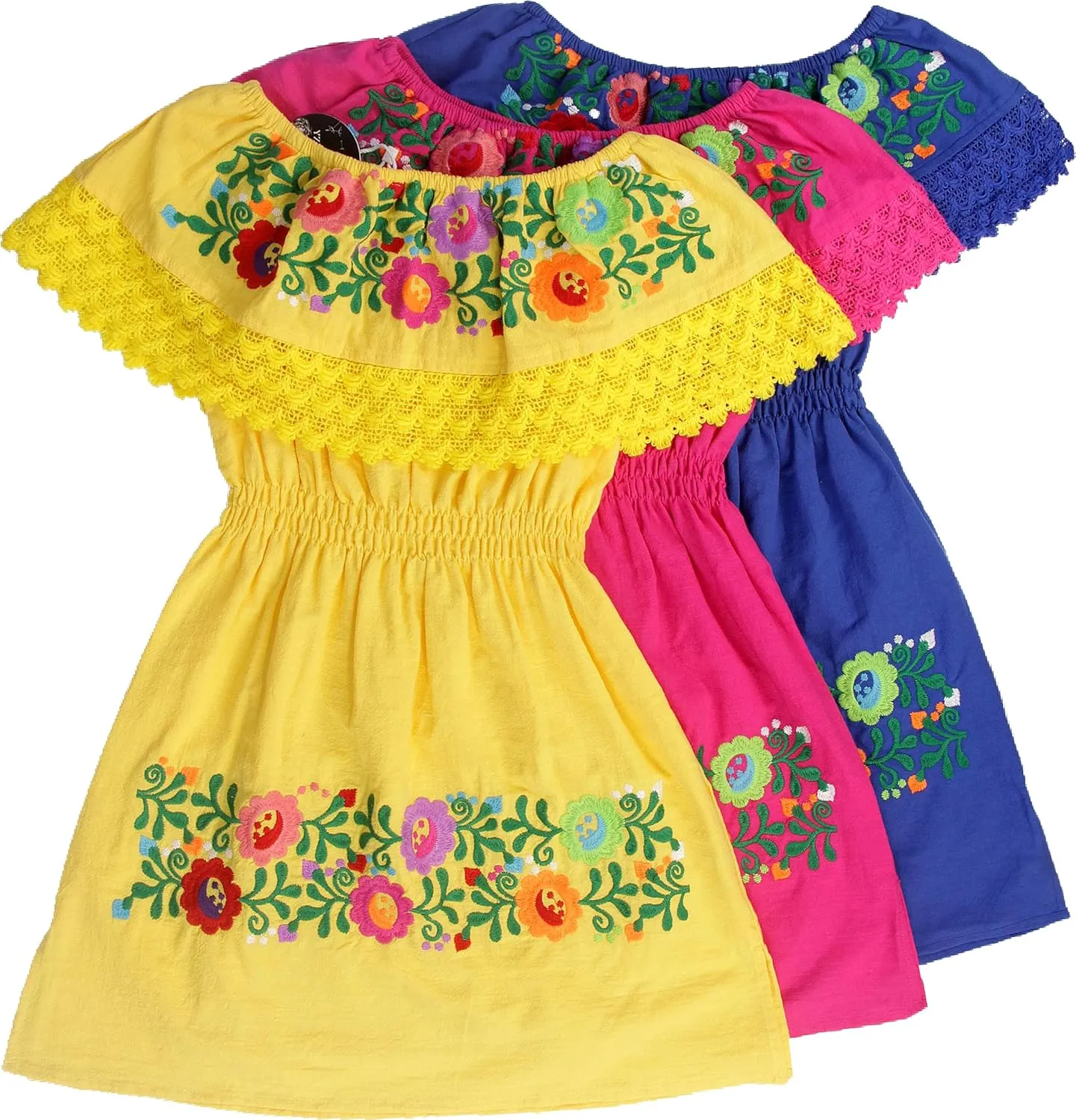 YZXDORWJ Mexican Embroidered Cinco de Mayo Dress for Girls - Kids Fiesta Floral Vestidos Girl's Traditional Dress