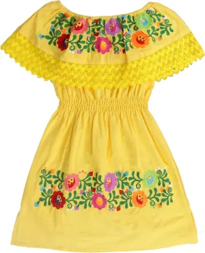 YZXDORWJ Mexican Embroidered Cinco de Mayo Dress for Girls - Kids Fiesta Floral Vestidos Girl's Traditional Dress
