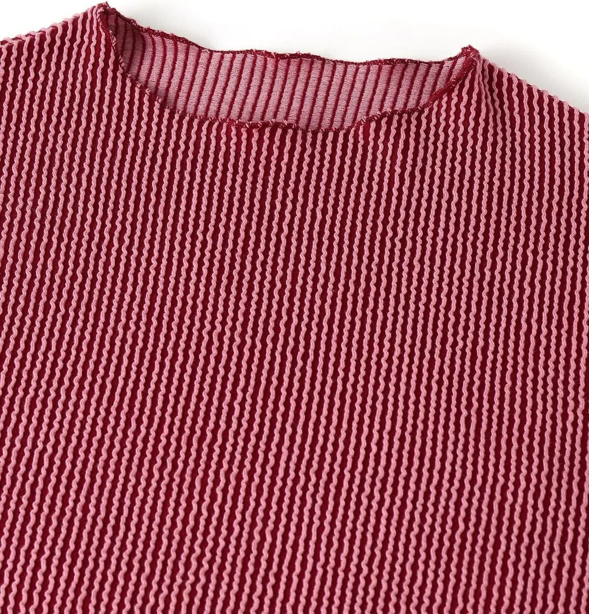 ZANZEA Long Sleeve Lettuce Trim Mock Neck Shirts for Women Slim Fitted Stretchy Ribbed Knit Tops Casual Basic Tee Shirts