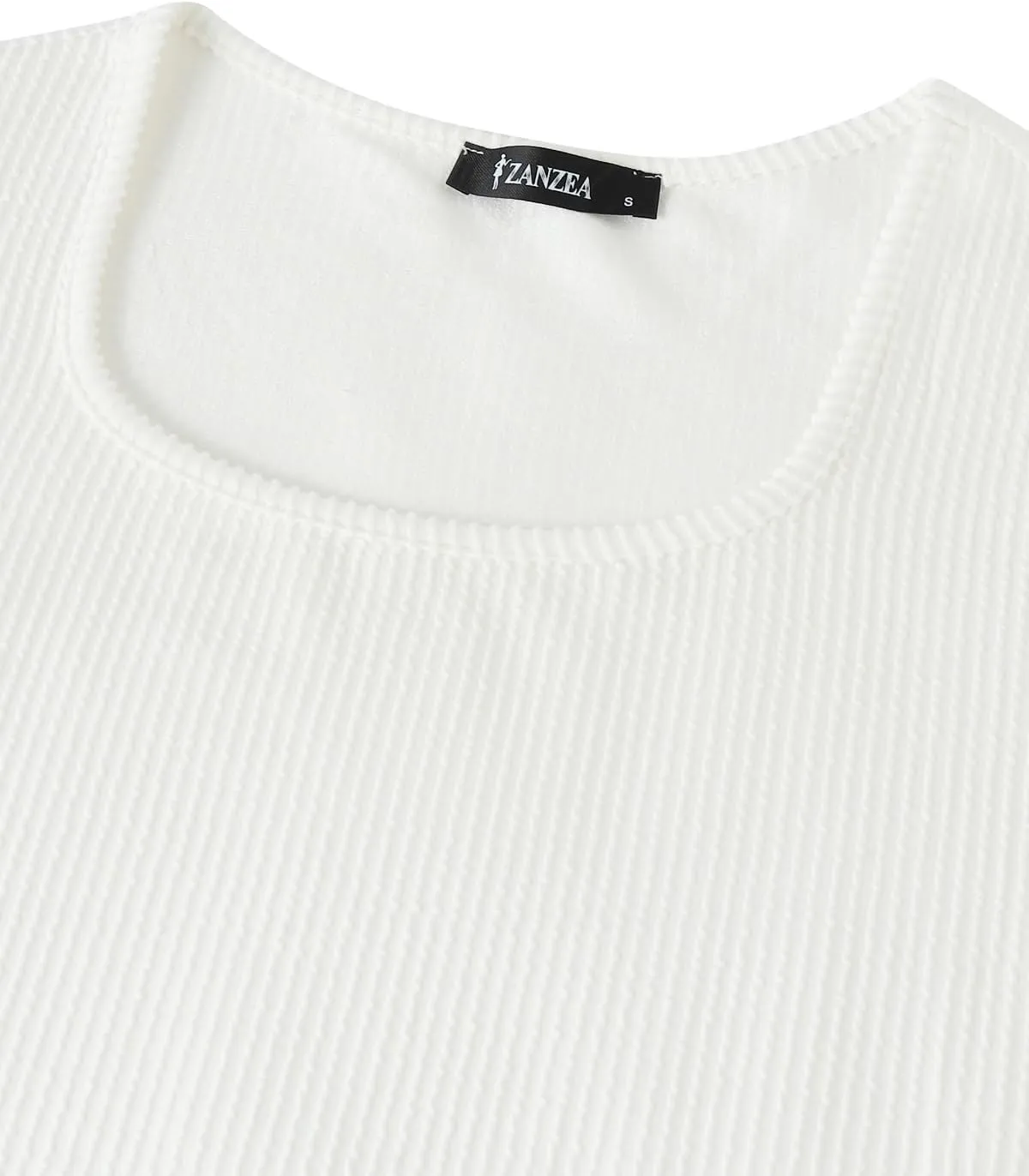 ZANZEA Long Sleeve Lettuce Trim Mock Neck Shirts for Women Slim Fitted Stretchy Ribbed Knit Tops Casual Basic Tee Shirts
