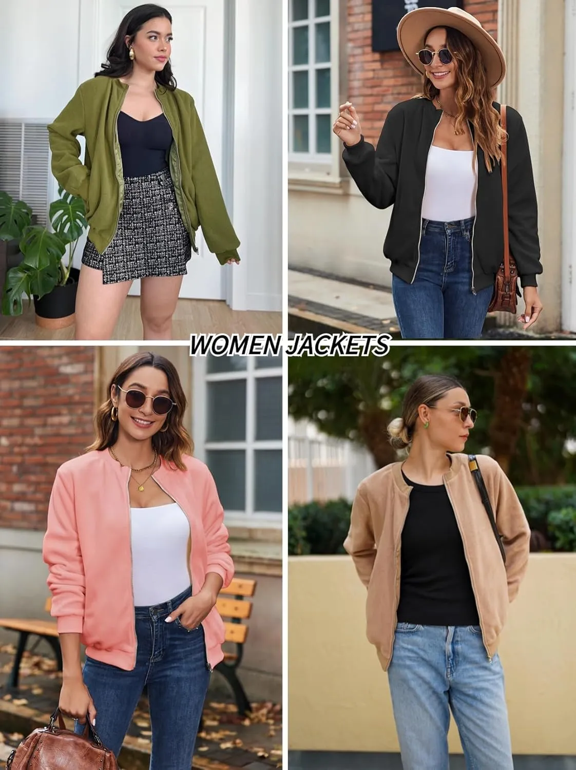 Zeagoo Women's Sherpa Fleece Jacket Long Sleeve Faux Fuzzy Casual Zip Up Bomber Coat With Pocket S-XXL