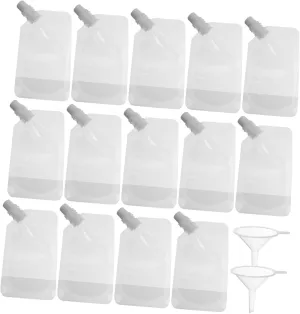Zerodeko 1Set Leak Alcohol Juice Bags Disposable Sift Liquid Pouches with Funnels for Easy Transfer Food Grade Safe for Travel and Outdoor Use