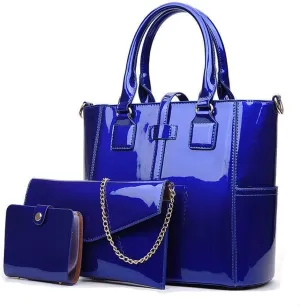 ZiMing Women Handbags and Purses Set Patent Leather Satchel Chain Shoulder Crossbody Bag Wallet Card Holder Purse 3 Pcs Set