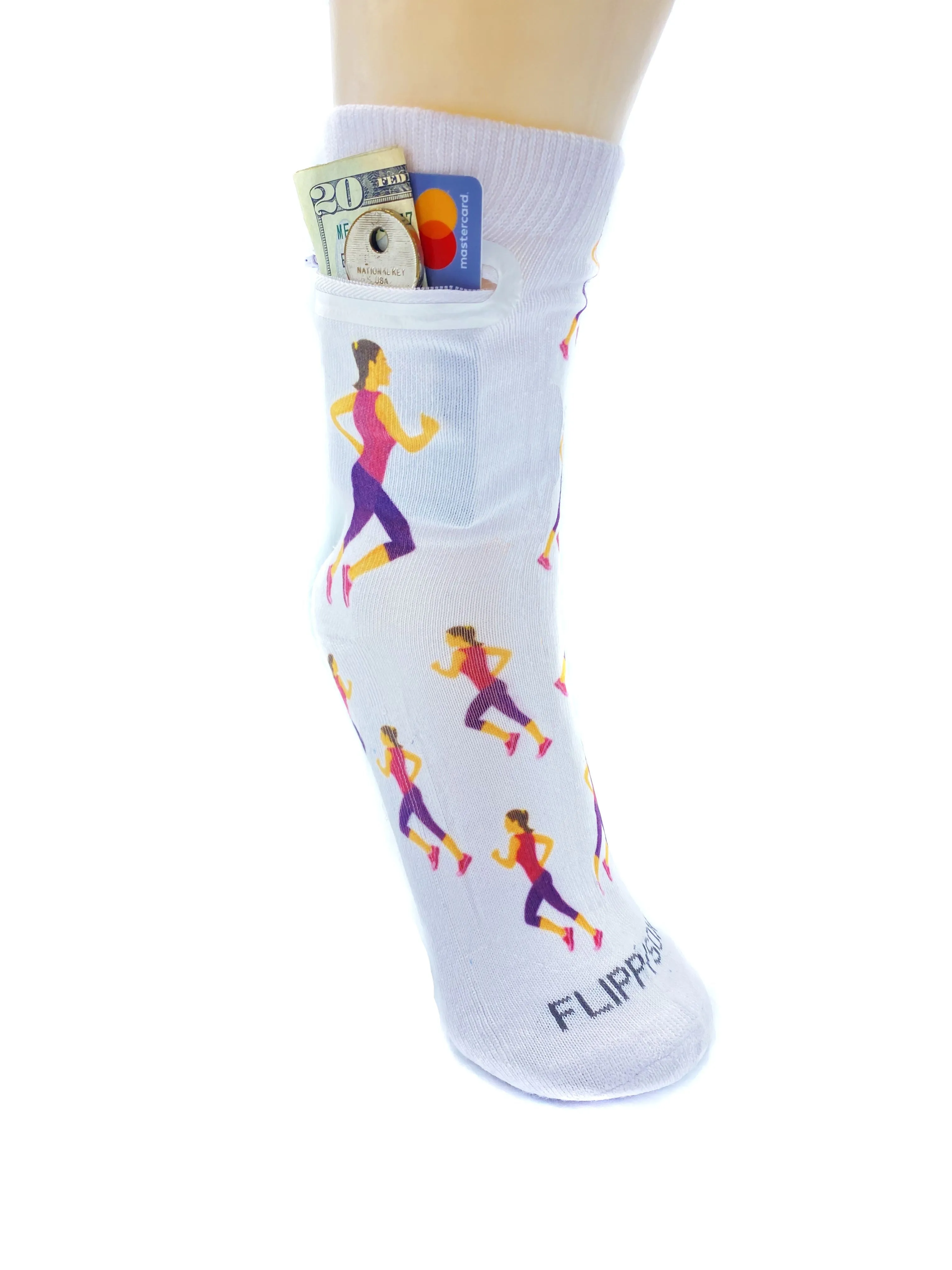 Zipper Sock Wallet - Running Woman Sock